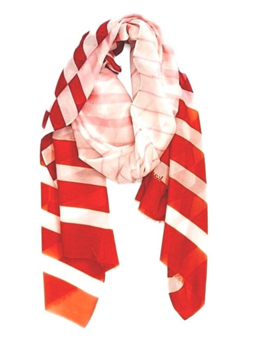 kate spade Scarf Pink Multi Color Stripe Cotton Silk Blend oblong Scarf NWT